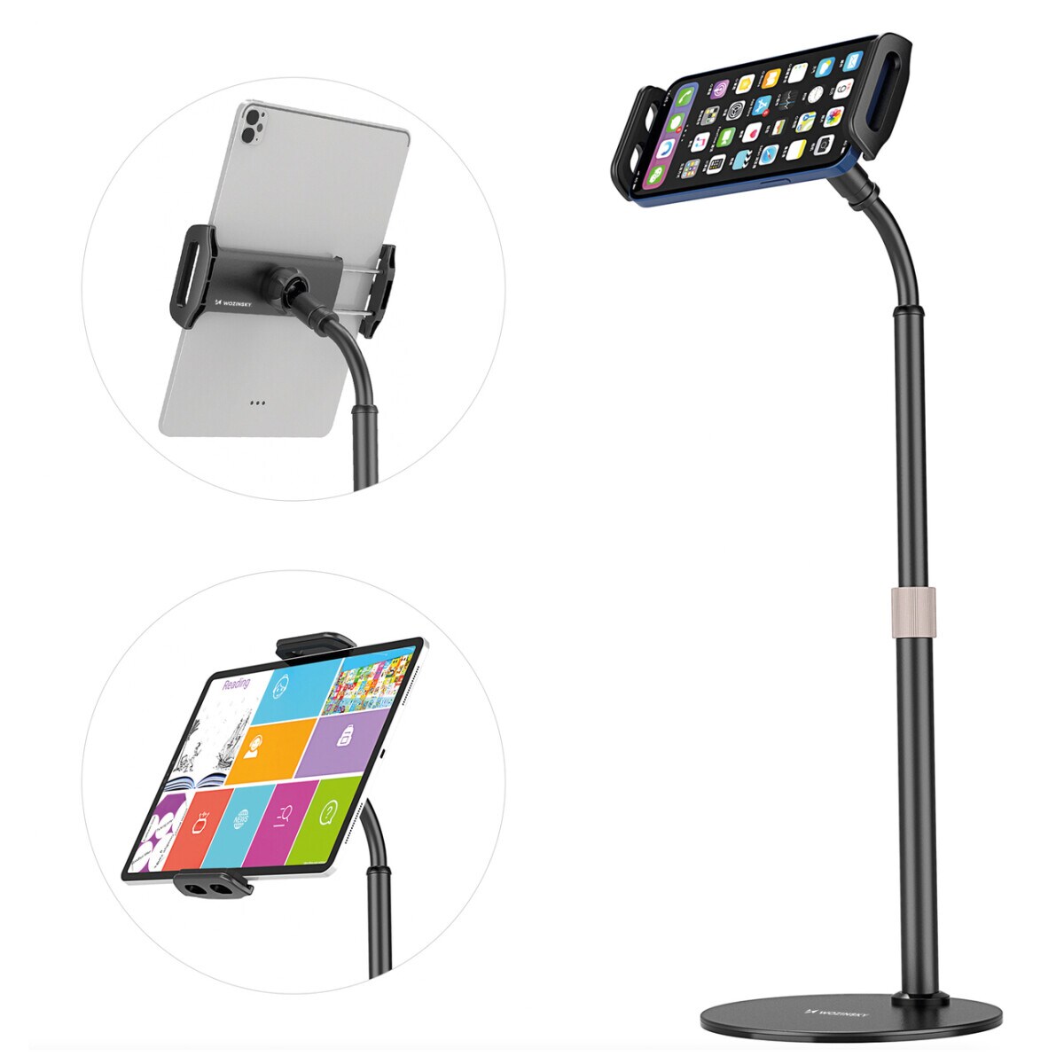 Ständer für Tablet und Telefon auf dem Schreibtisch Schwarz