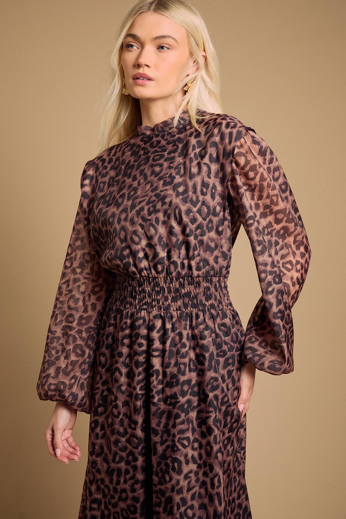Oasis Robe Midi en Organza Floral à Taille Froncée