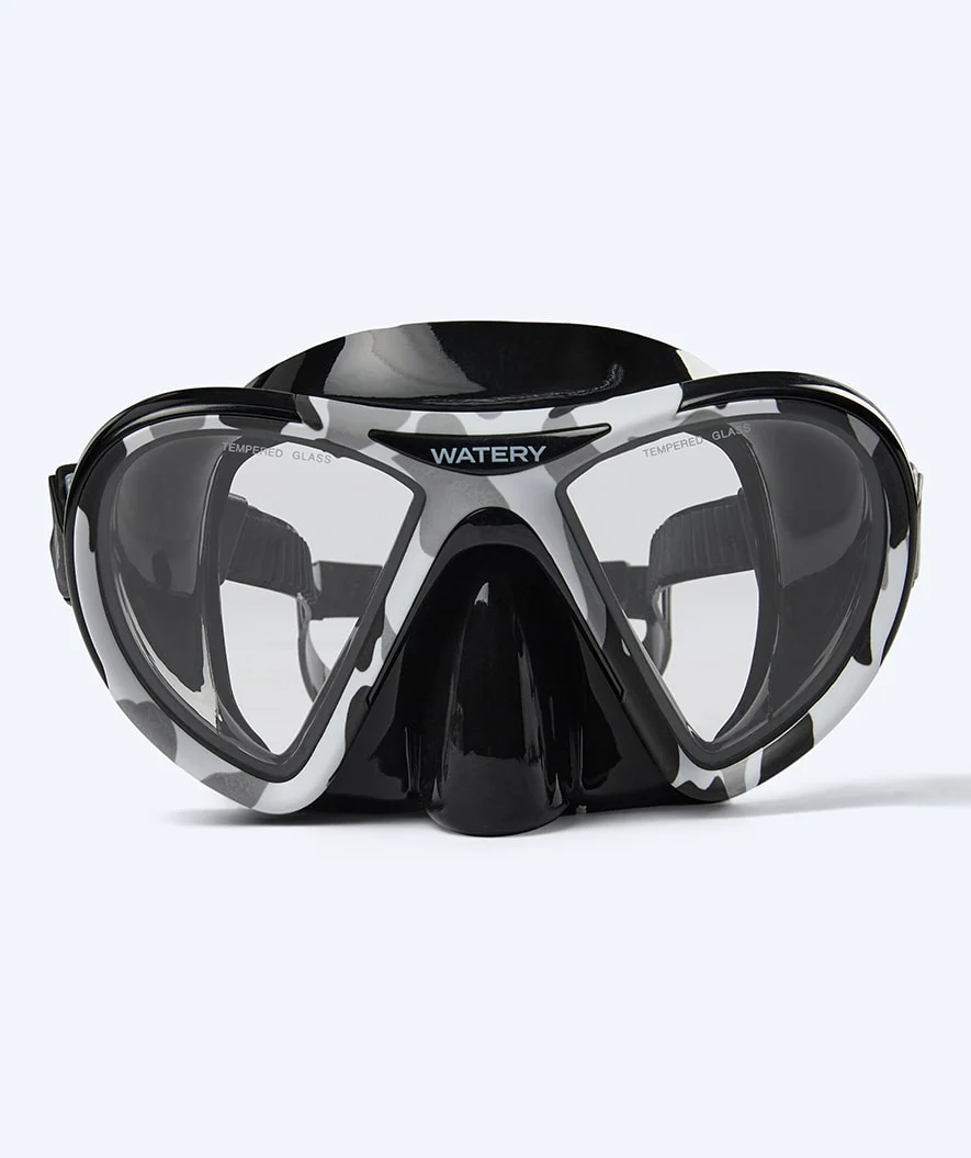 Watery Combo snorkelsæt til voksne (fra 15 år) - Rudder Camo/Itzel - Sort