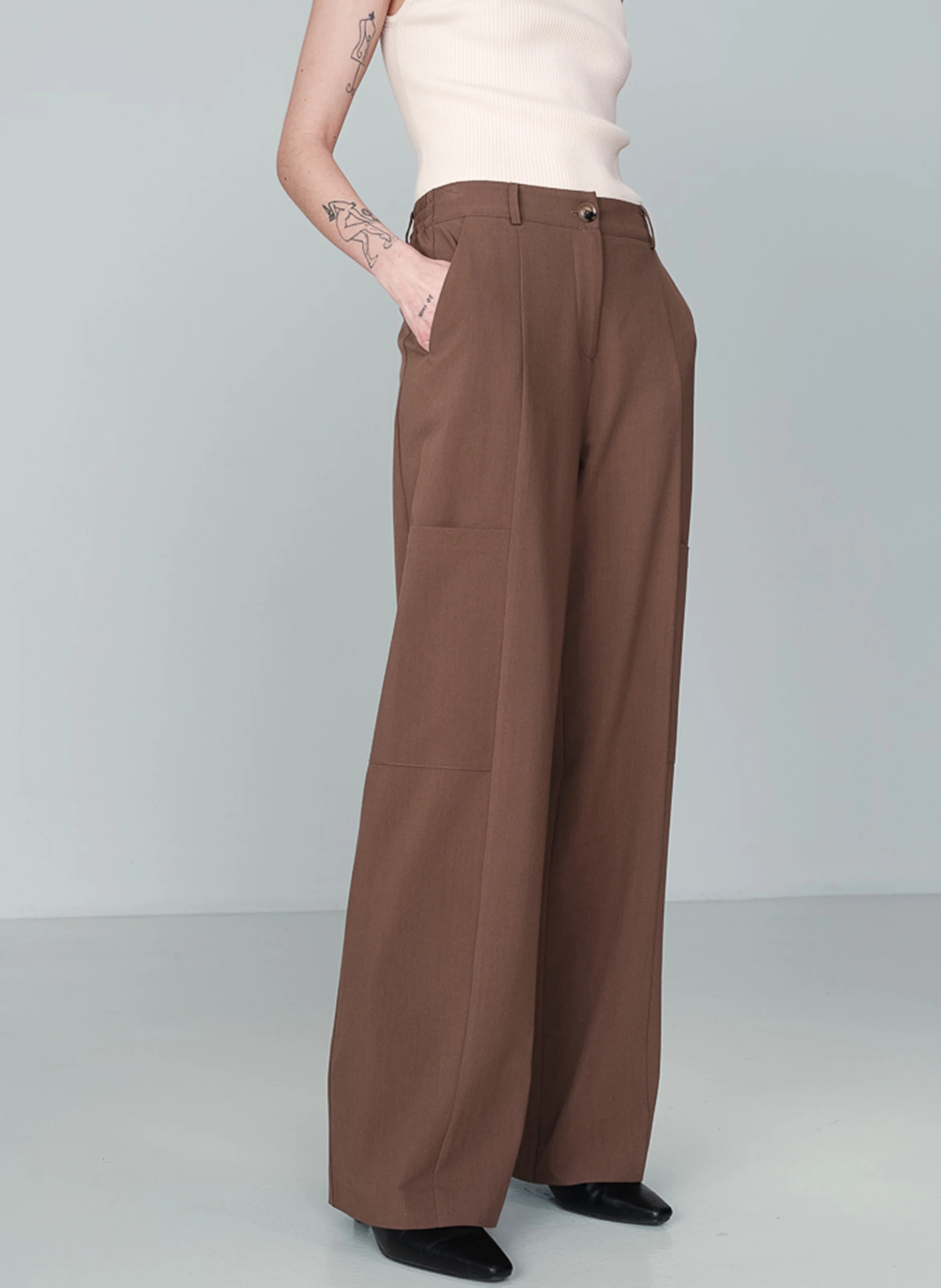 NOYOCO - Pantalon large| Gris