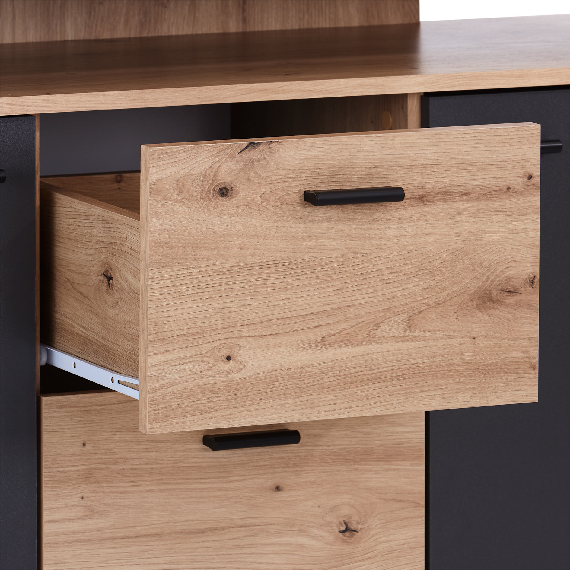 Kommode - Artisan Eiche-anthrazit - ein Schubkasten - 117 cm