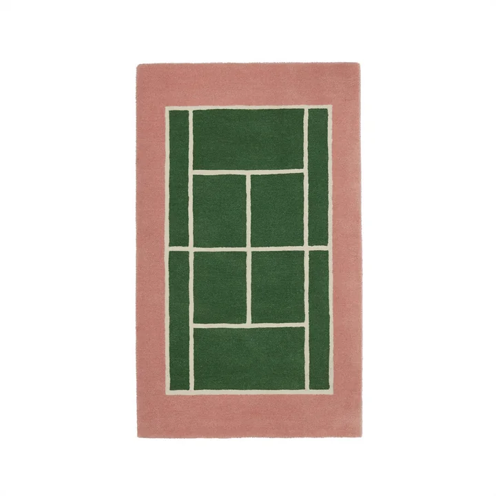 OYOY Mini - Tennis Teppich, 150 x 88 cm, grün / rose