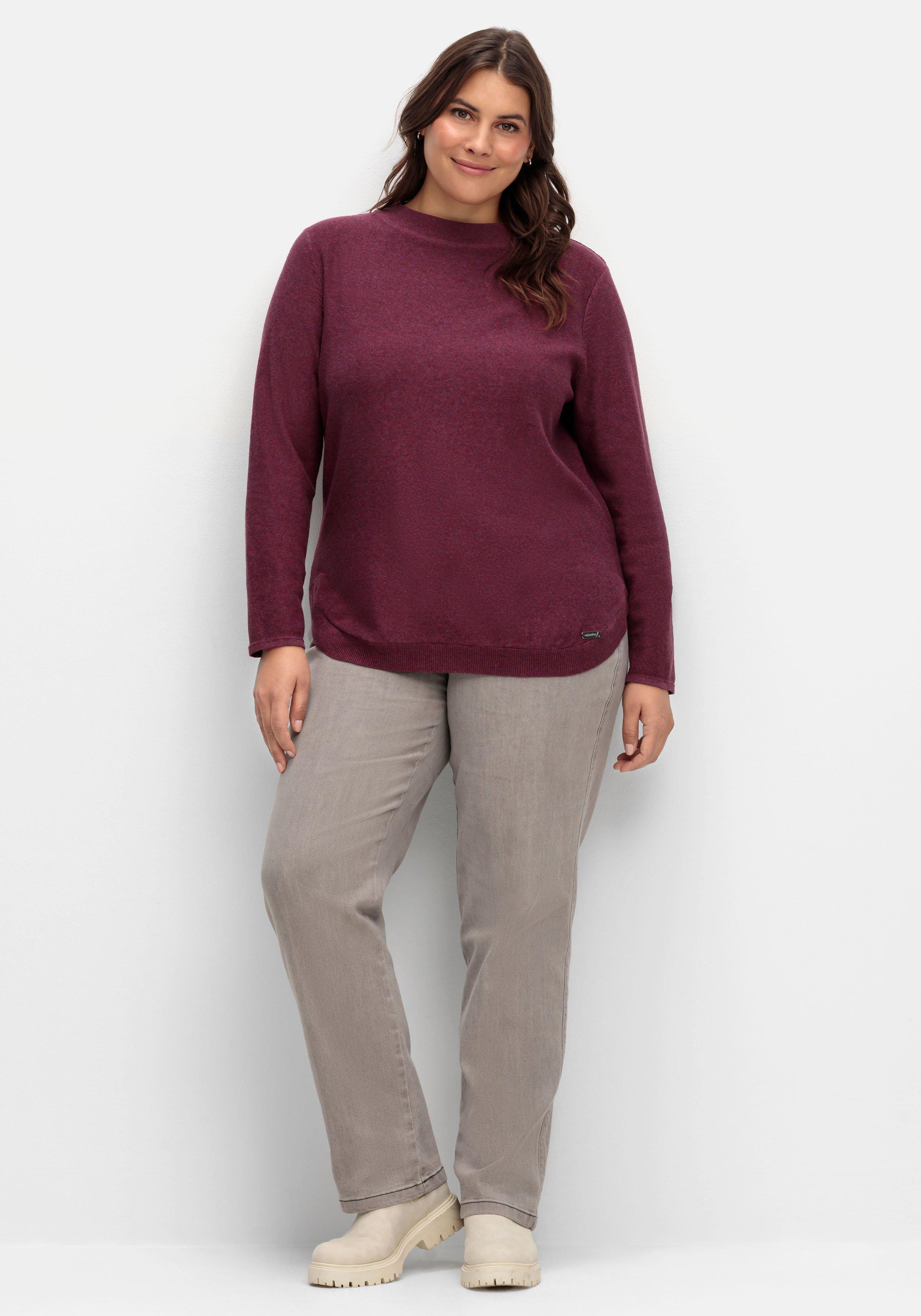 Pullover mit Stehkragen und gerundetem Saum