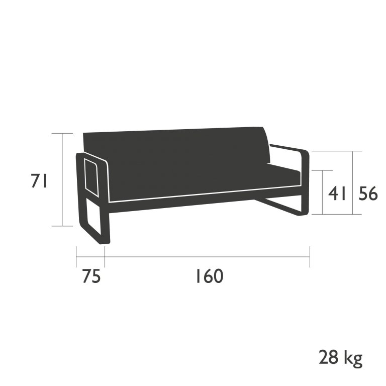 Fermob Bellevie 2-zits loungebank kussen flannelgrijs Ice Mint