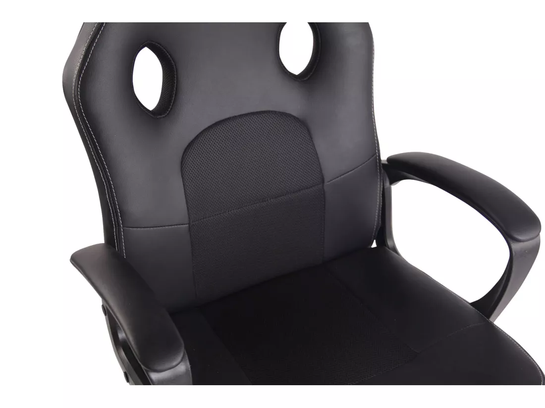Chaise de bureau - Similicuir & Chrome - Noir / Noir - Elbing