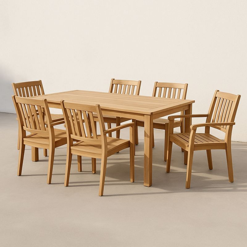 Gartentisch-Set aus massivem Teakholz mit 6 Stühlen