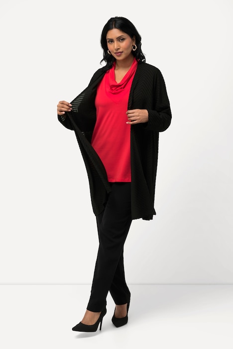 Indoorjacke, 3D-Zackenmuster, A-Linie, V-Ausschnitt
