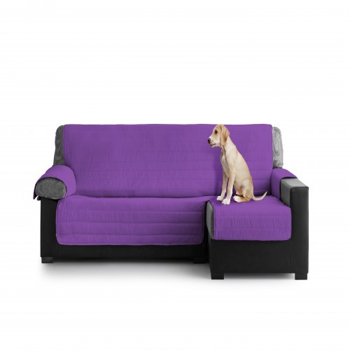 Capa acolchoada para sofá com chaise longue à direita, fúcsia
