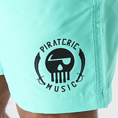 Short De Bain Logo Vert Pastel Noir