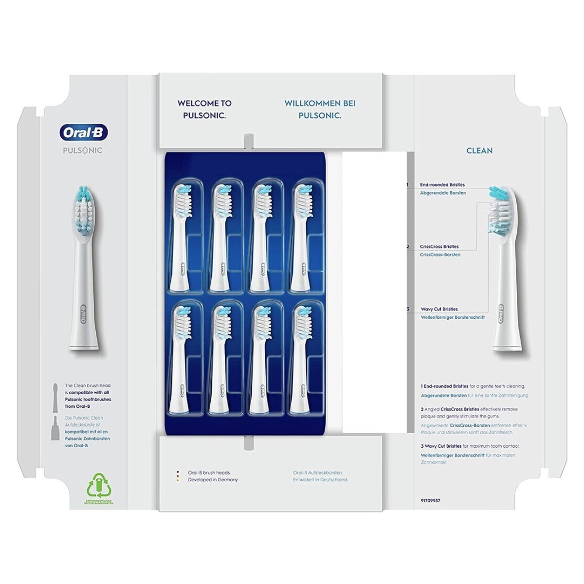 Oral-B Pulsonic Clean Aufsteckbürsten für Schallzahnbürsten, 8 Stück