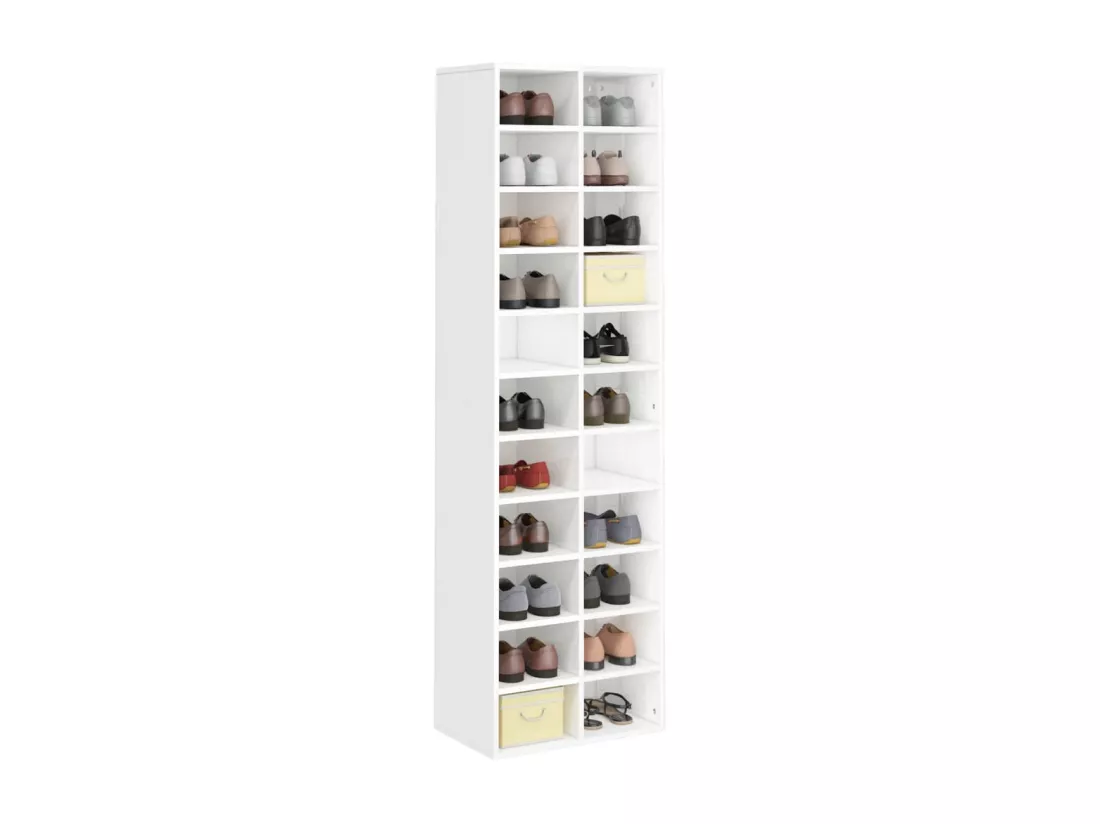 Armoire à chaussures blanc brillant 54x34x183cm bois ingénierie