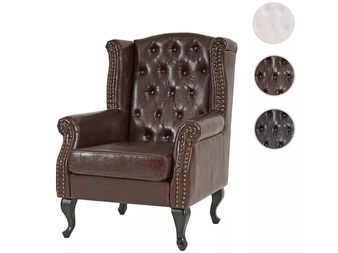 Fauteuil de relaxation Oxford, brun antique sans pouf