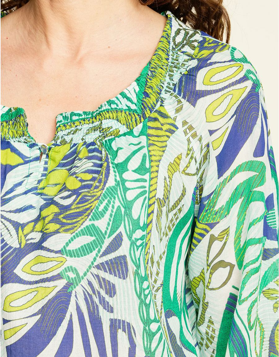 Blouse en coton verte