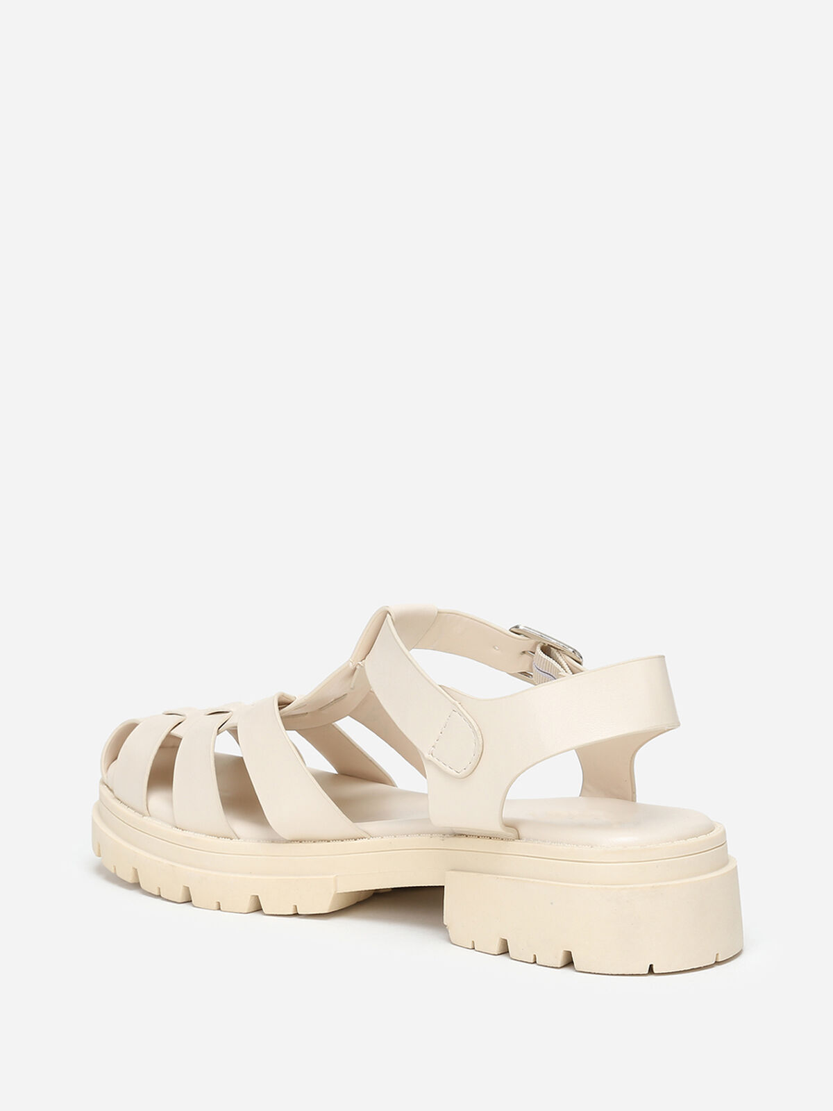 Sandales crantées à multi-brides- Beige