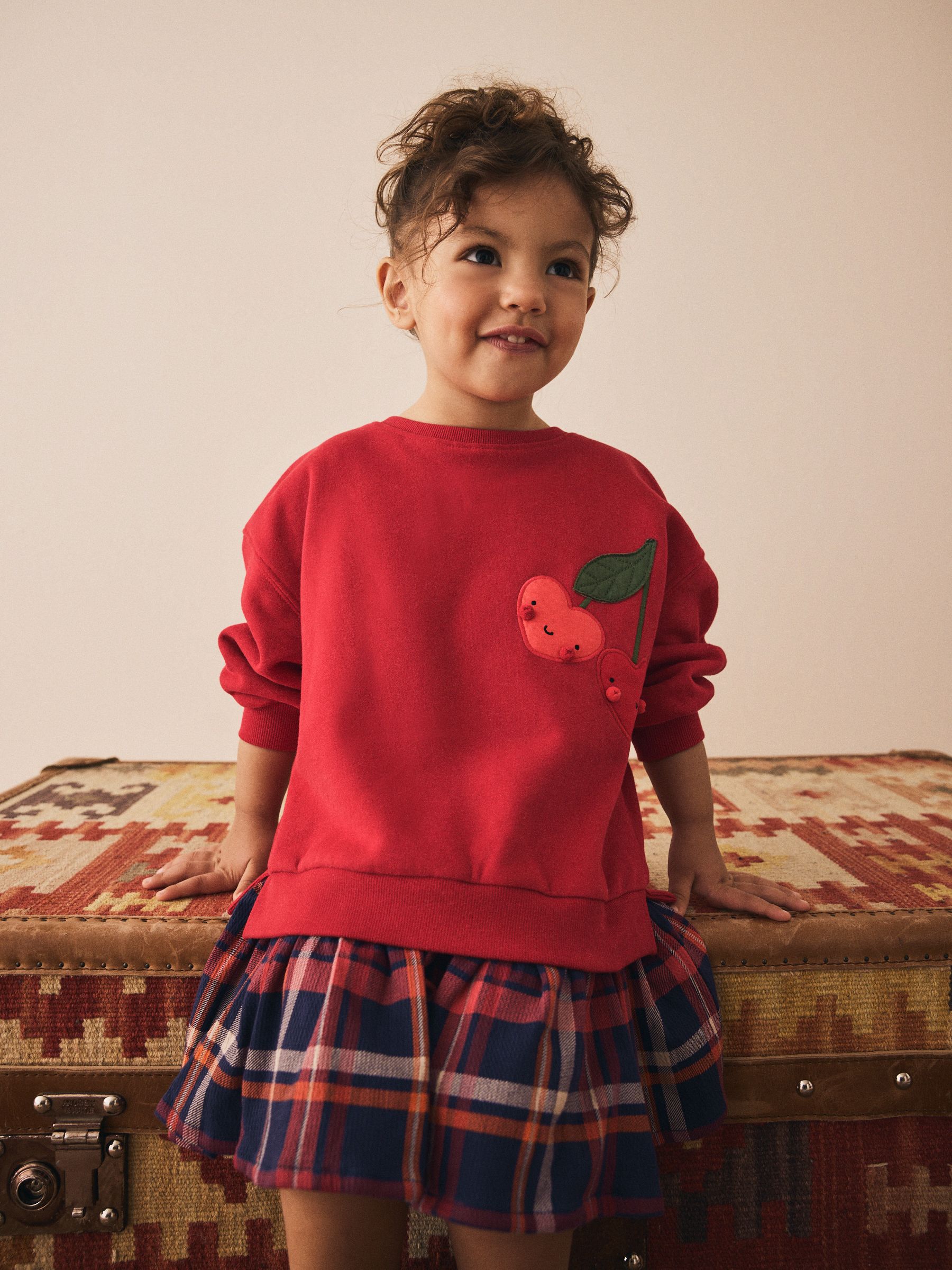 Rood - Sweaterjurk met ruit (3mnd-7jr)