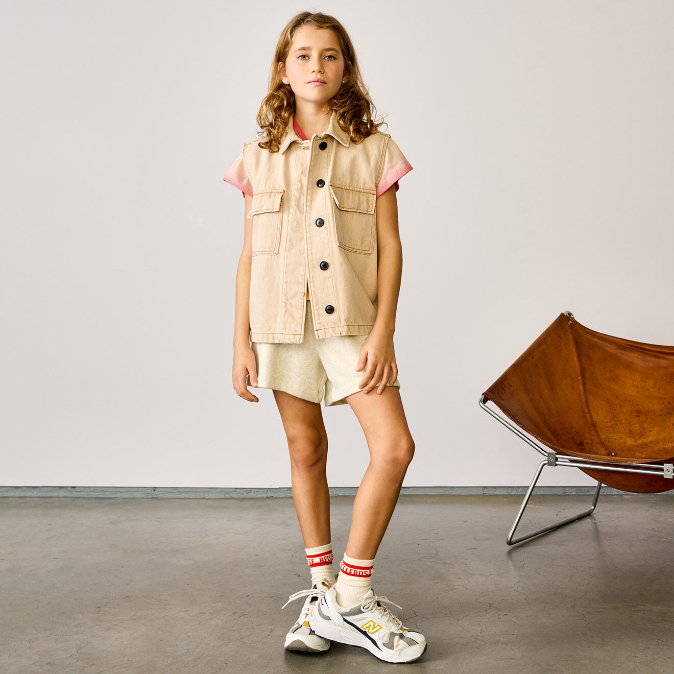 Bellerose Surchemise 100% Coton organique Pumpkin sans manches beige rosé