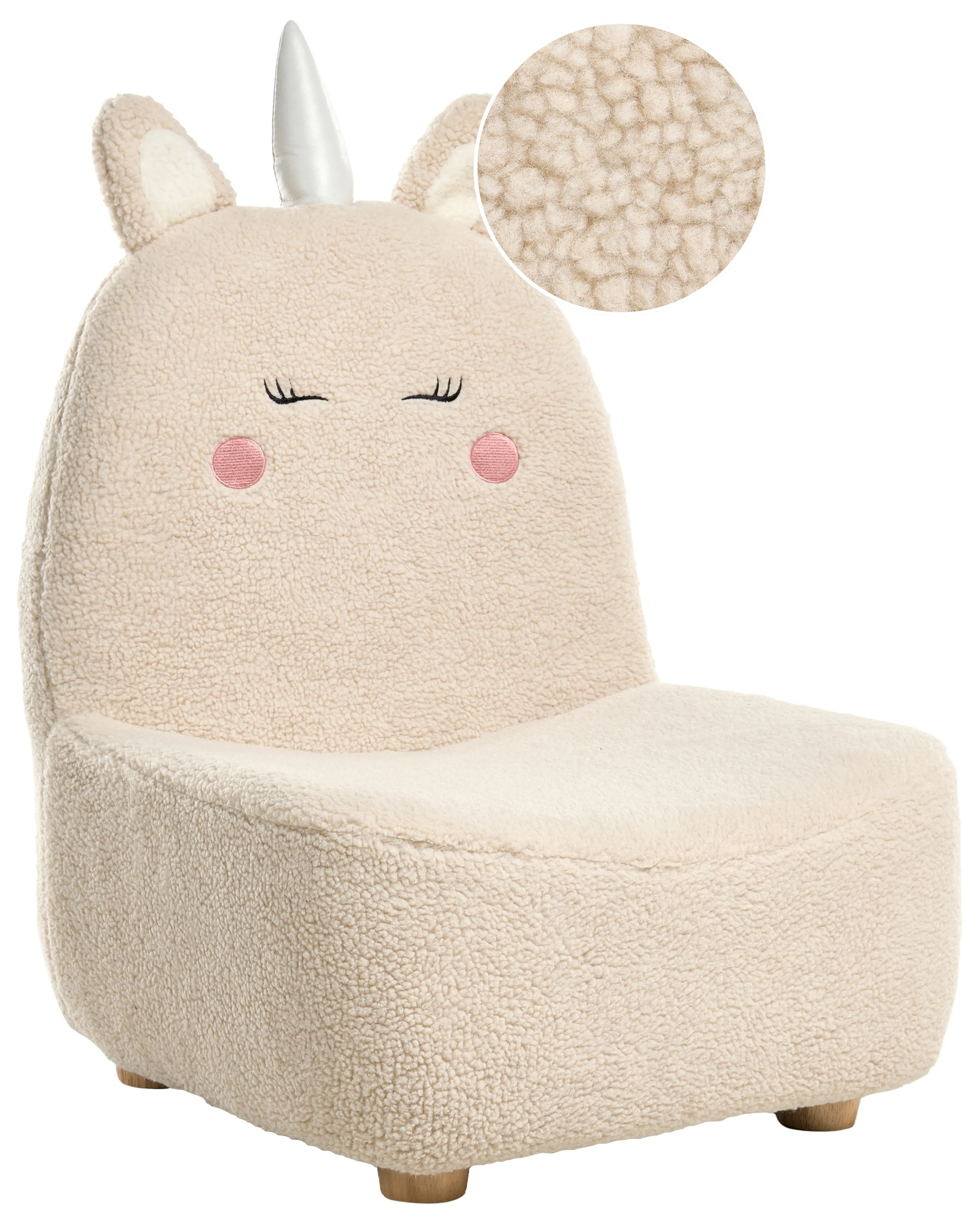 Kinderfauteuil Eenhoorn LULEA Bouclé Lichtbeige
