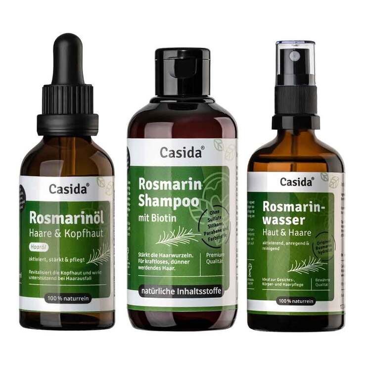 Rosmarin Haarkur mit Rosmarinöl + Wasser + Shampoo Set, 1 P