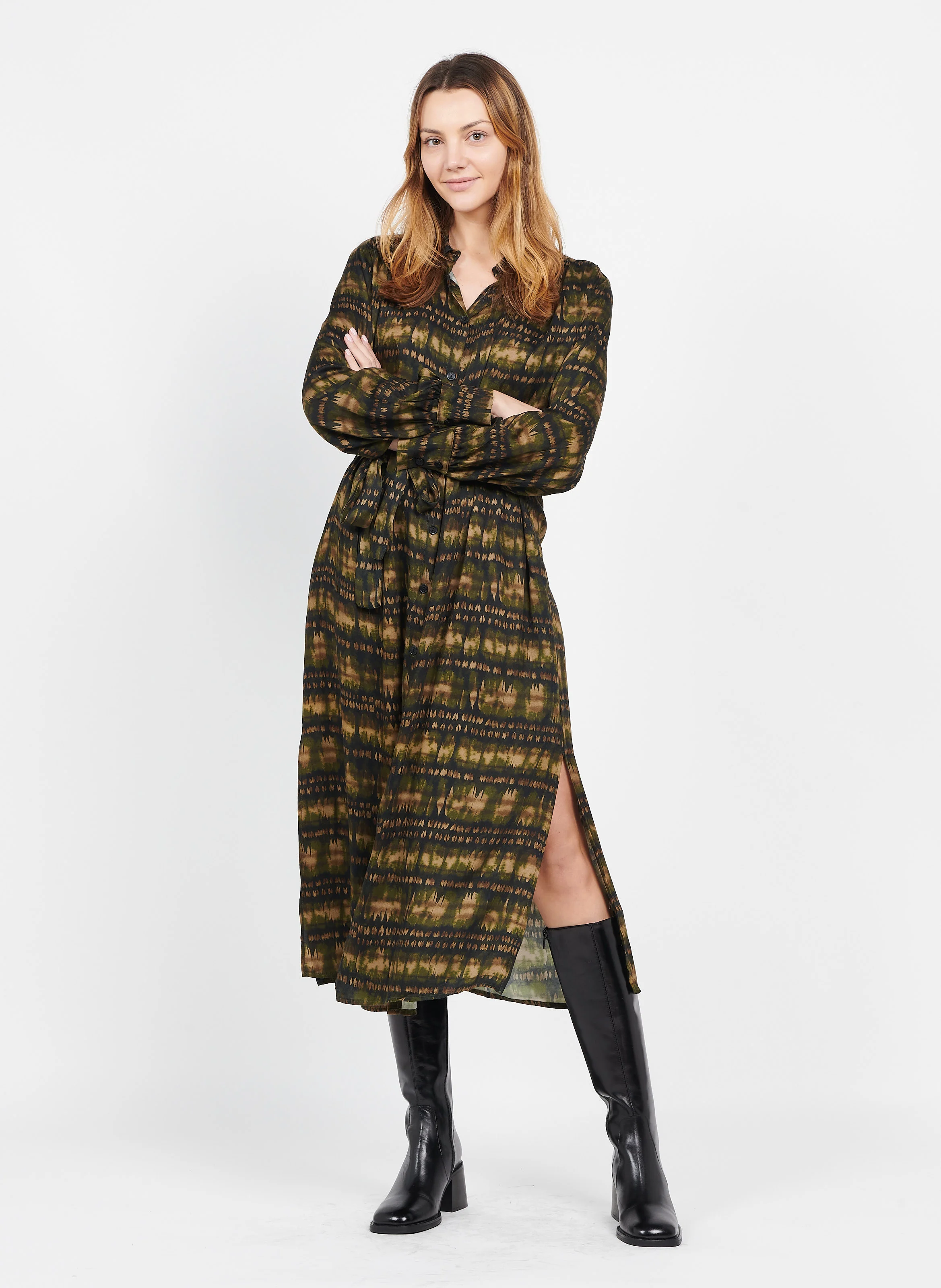 Robe longue avec imprimé| Noir