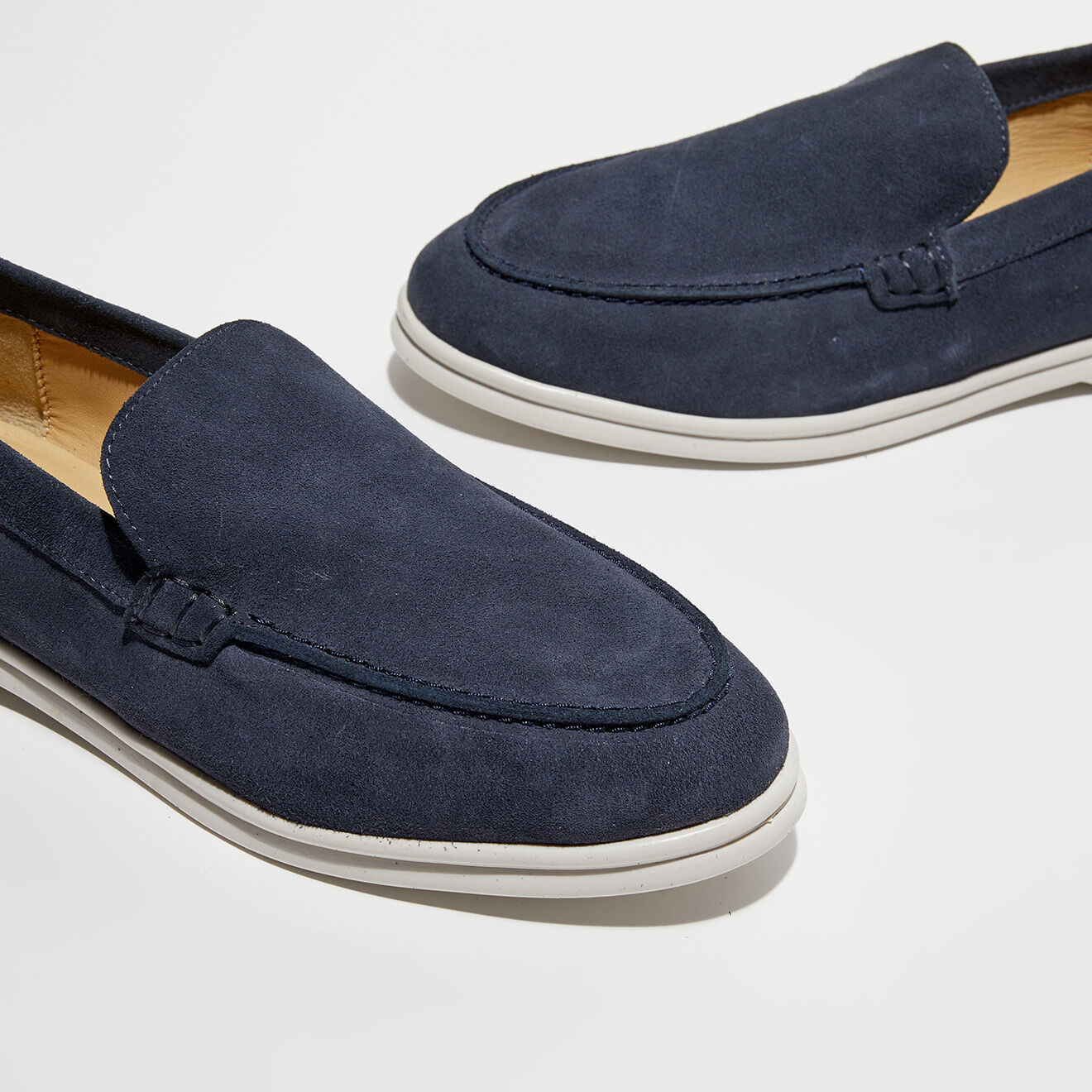 Loafers Mocassins en Velours de Cuir Alice marine