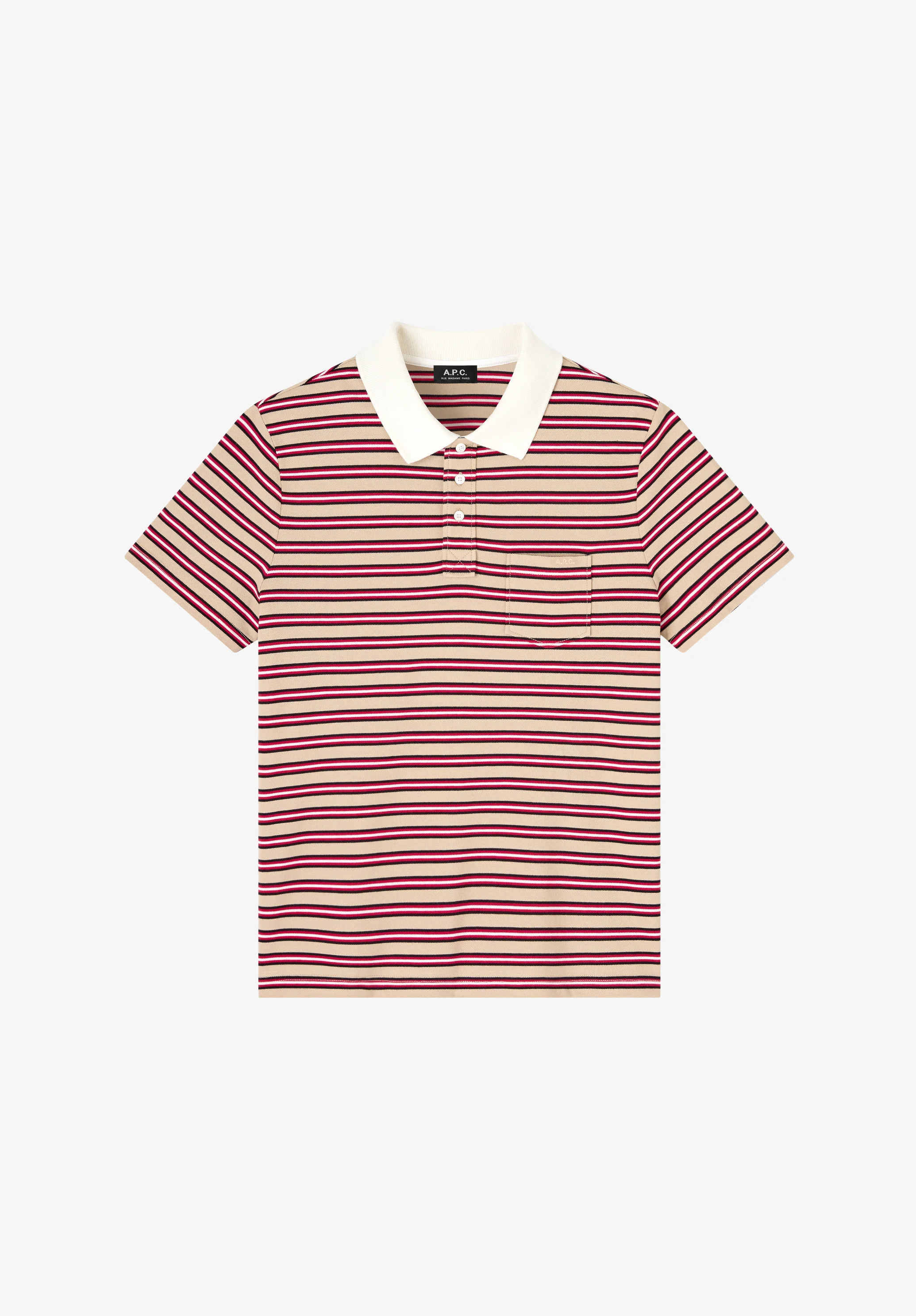 polo raye homme GOTS - Beige fonce