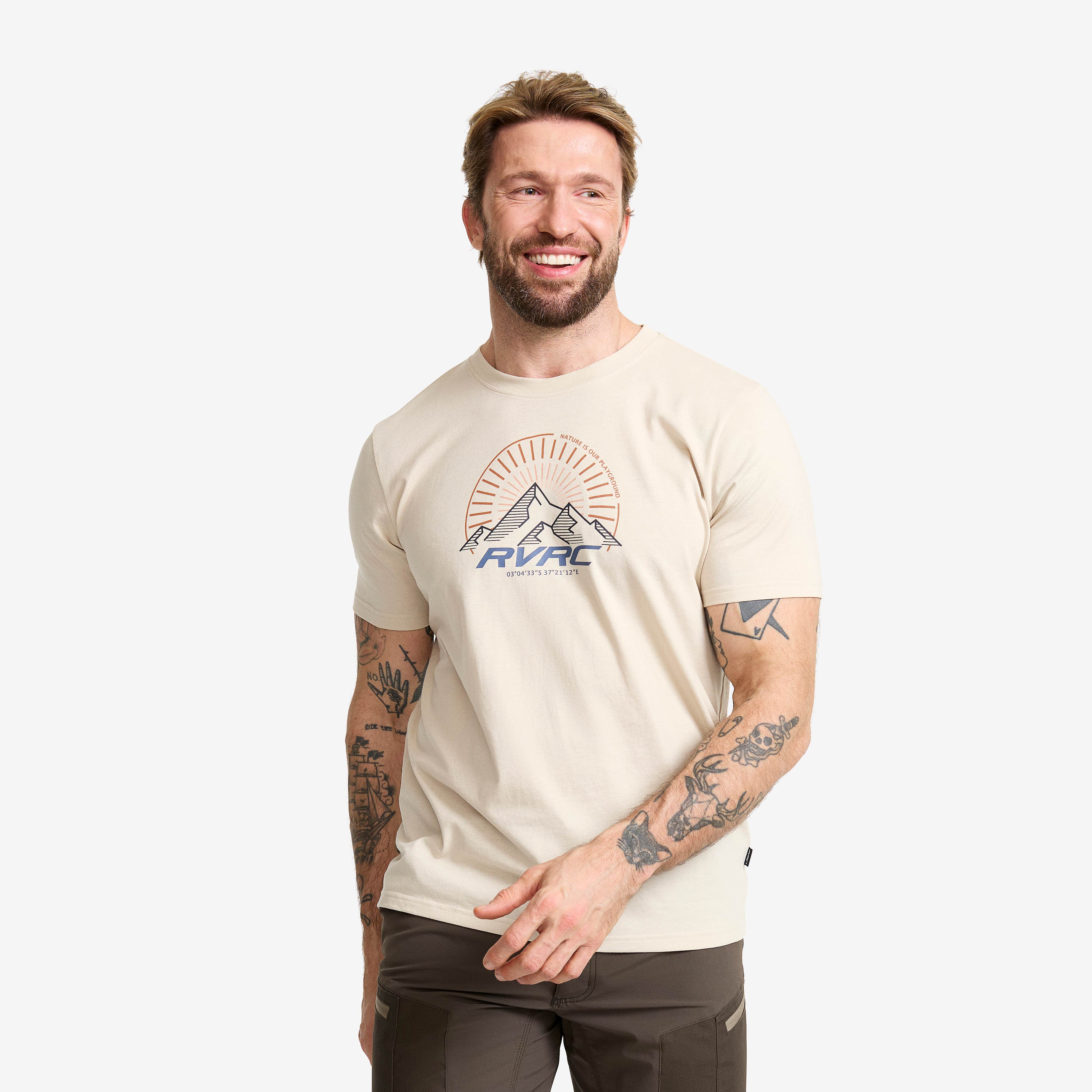 Easy Graphic T-shirt Herre Oatmeal