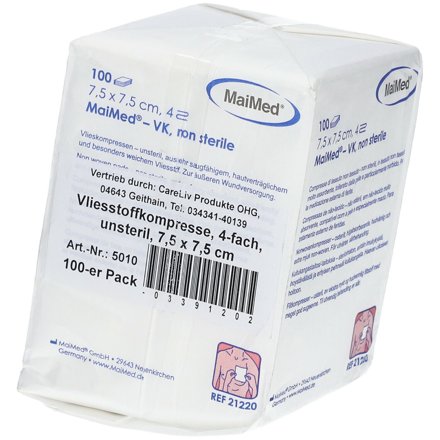 Vliesstoffkompressen unsteril 7,5 x 7,5 cm 4-fach