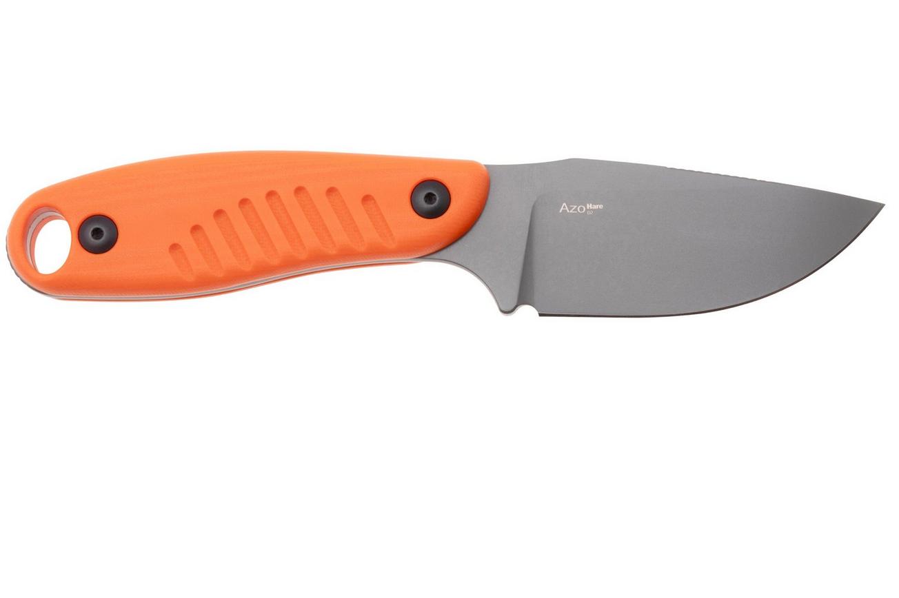 Kizer Hare 1077A1 Grey PVD D2, Orange G10, vaststaand mes, Azo design