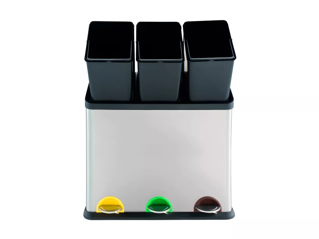 Poubelle à pédale Tri sélectif Inox 3x20L MSV