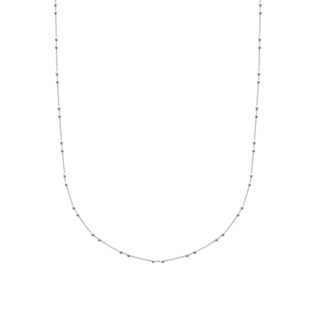 Chaîine Brillaxis maille forçat perles argent rhodié42cm