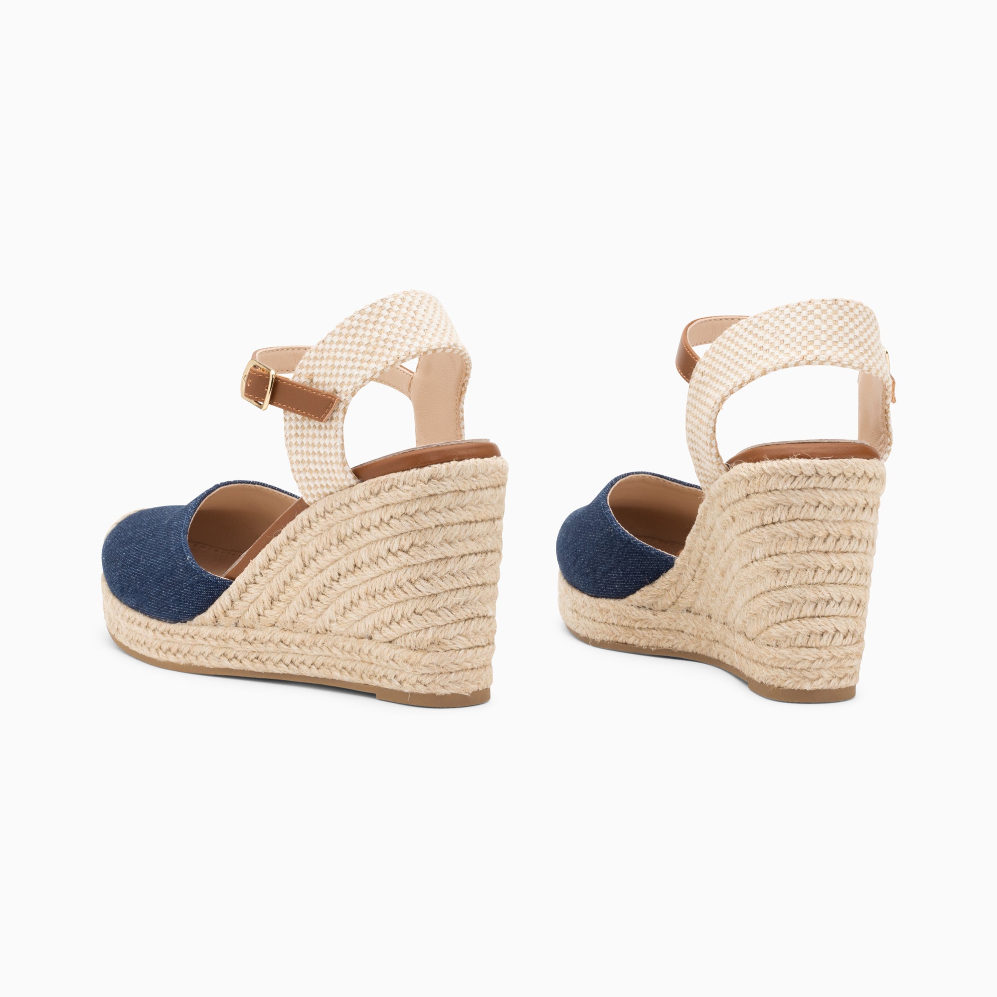 Sandales à talon, Compensées-Sandales compensées Mariana en toile denim
