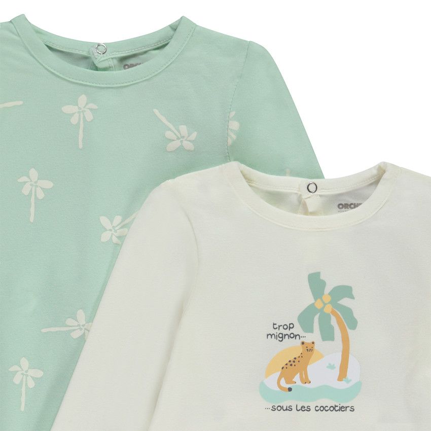 Lot de 4 dors-bien fantaisie en jersey pour bébé garçon - Ecru