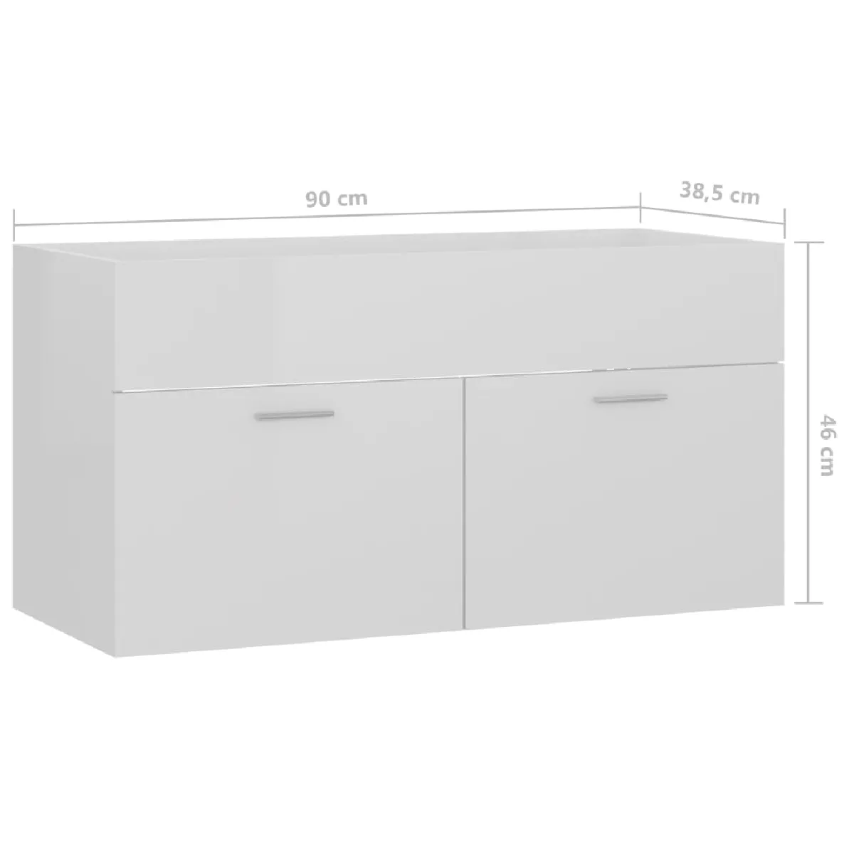 vidaXL Armoire d'évier Blanc brillant 90 cm