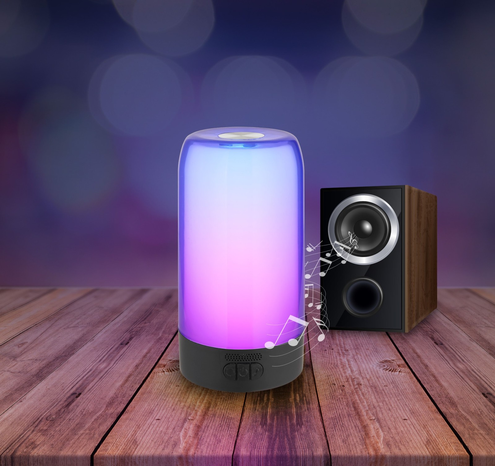 LED-RGB-Akku-Tischleuchte - schwarz-rauchfarben - per App steuerbar