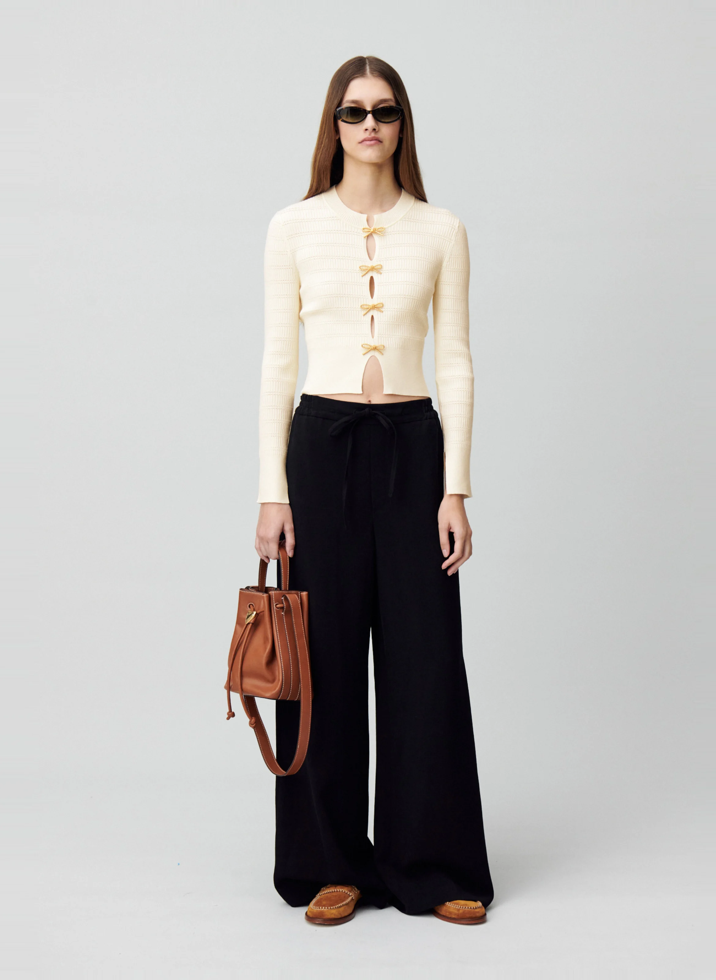 Gilet col rond| Blanc