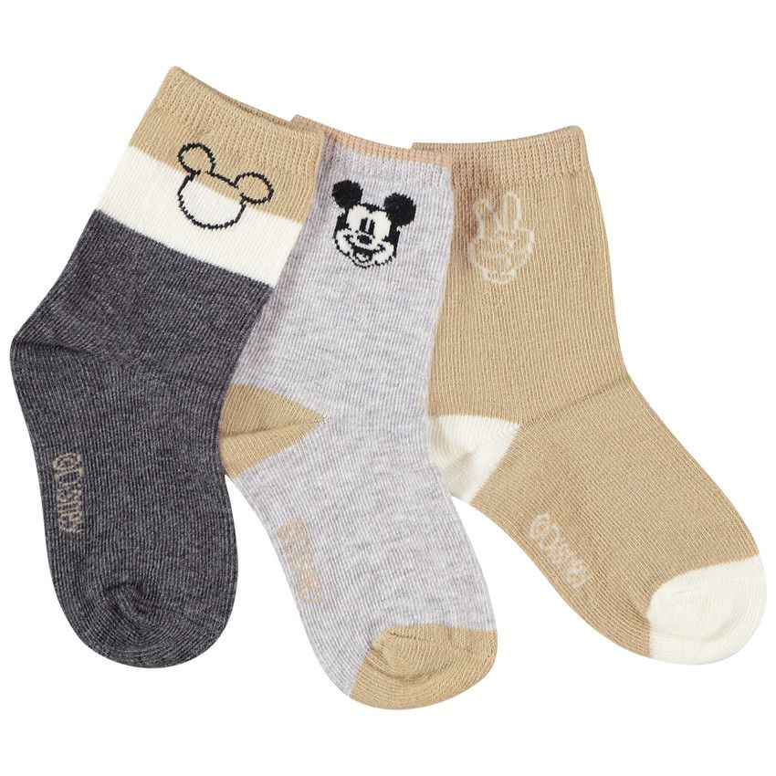 Lot de 3 paires de chaussettes print Mickey Disney pour bébé garçon - Gris chiné