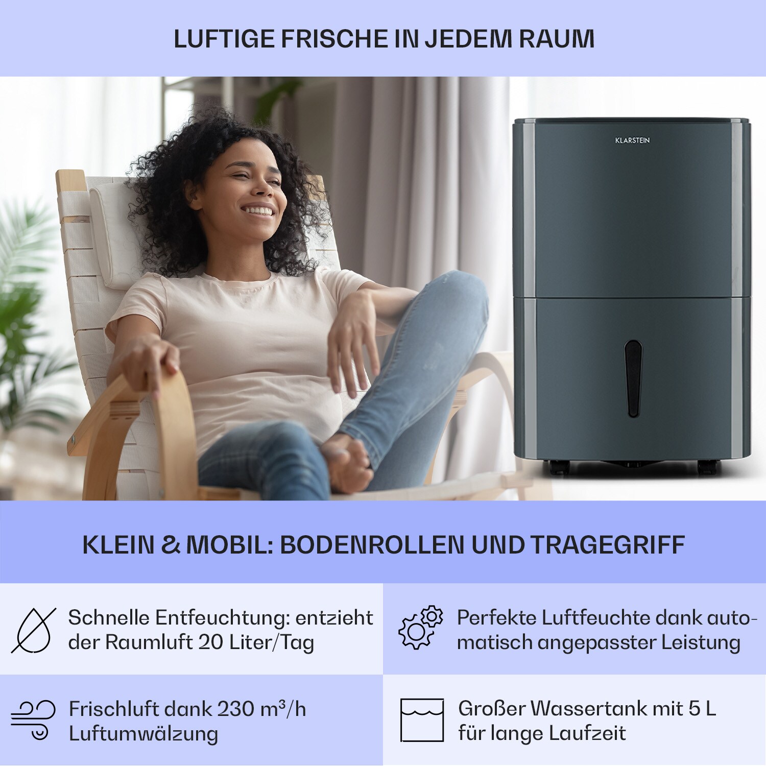 DryFy 20 Luftentfeuchter 420W 20l/d 230m³/h 40-50m² DrySelect 45dB