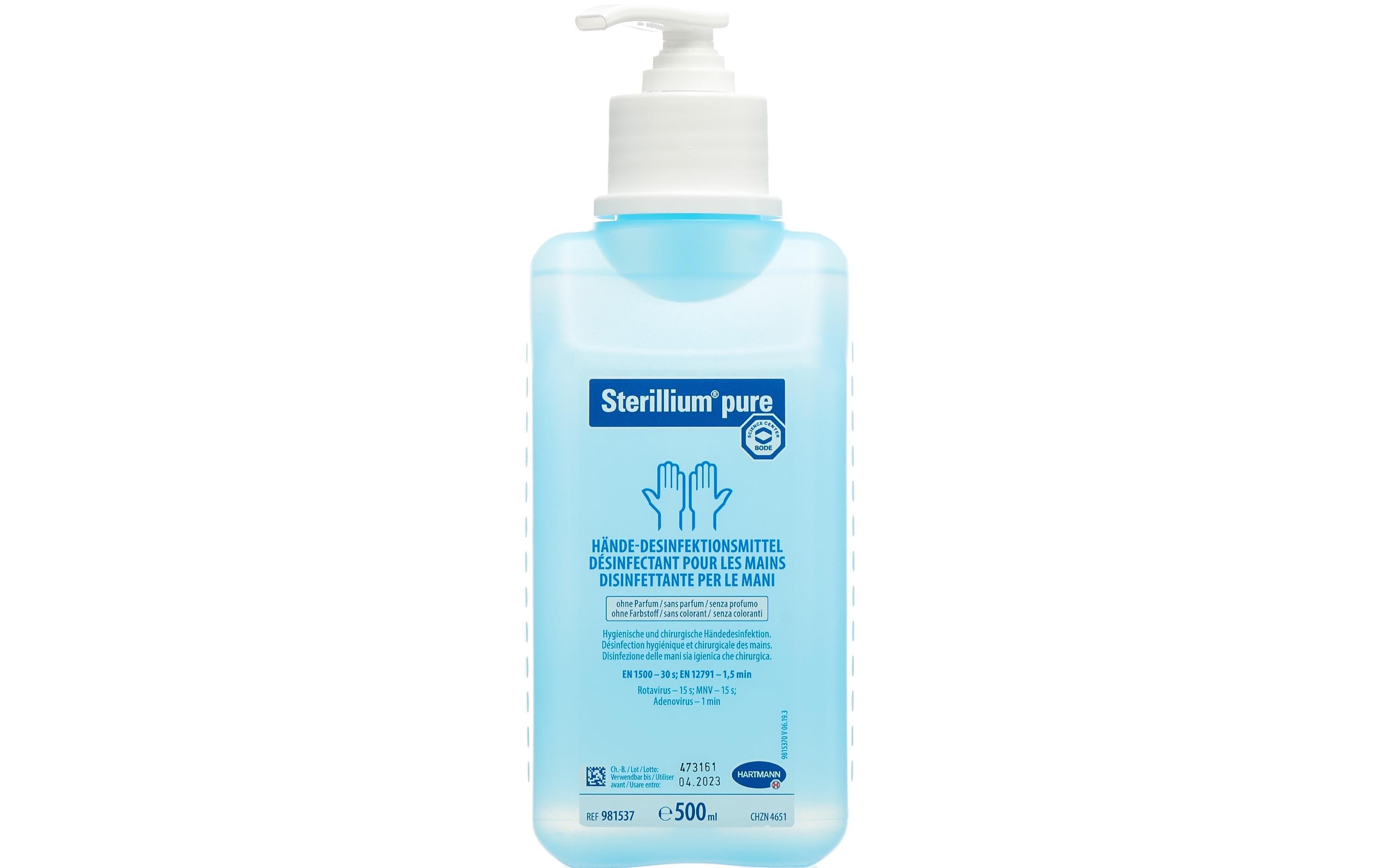 Desinfektionsmittel Pure Hände Pumpflasche 500 mlKlassisches Desinfektionsmittel gegen Bakterien und Viren