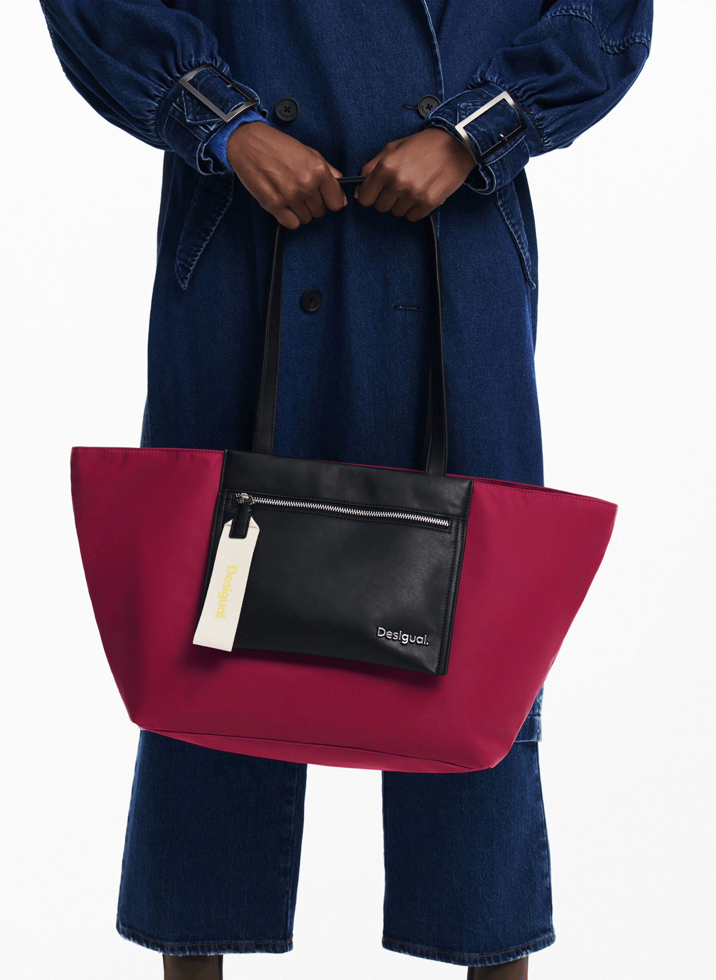Sac shopper effet cuir | Rouge