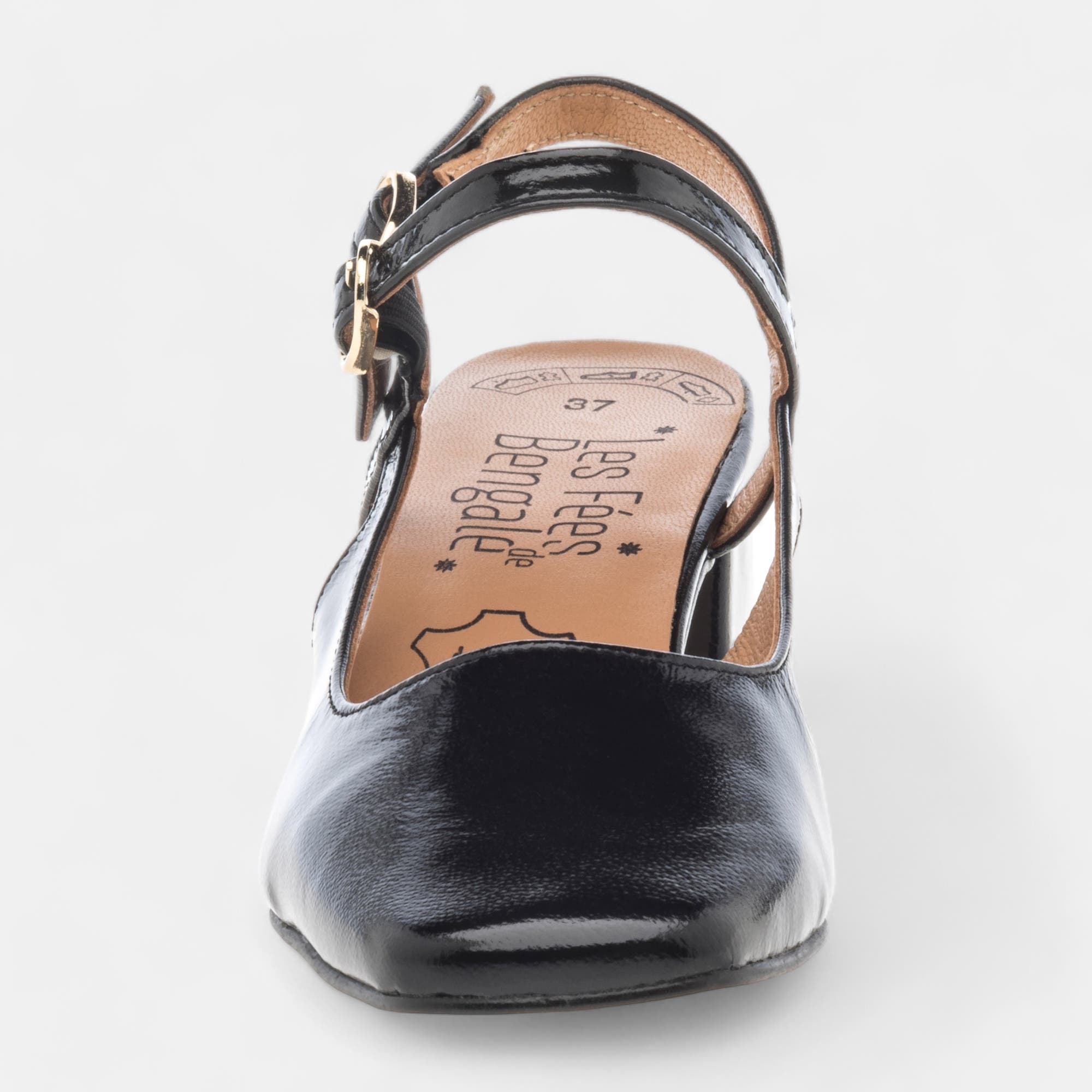 Escarpins avec bride arrière à talon Femme en cuir noir