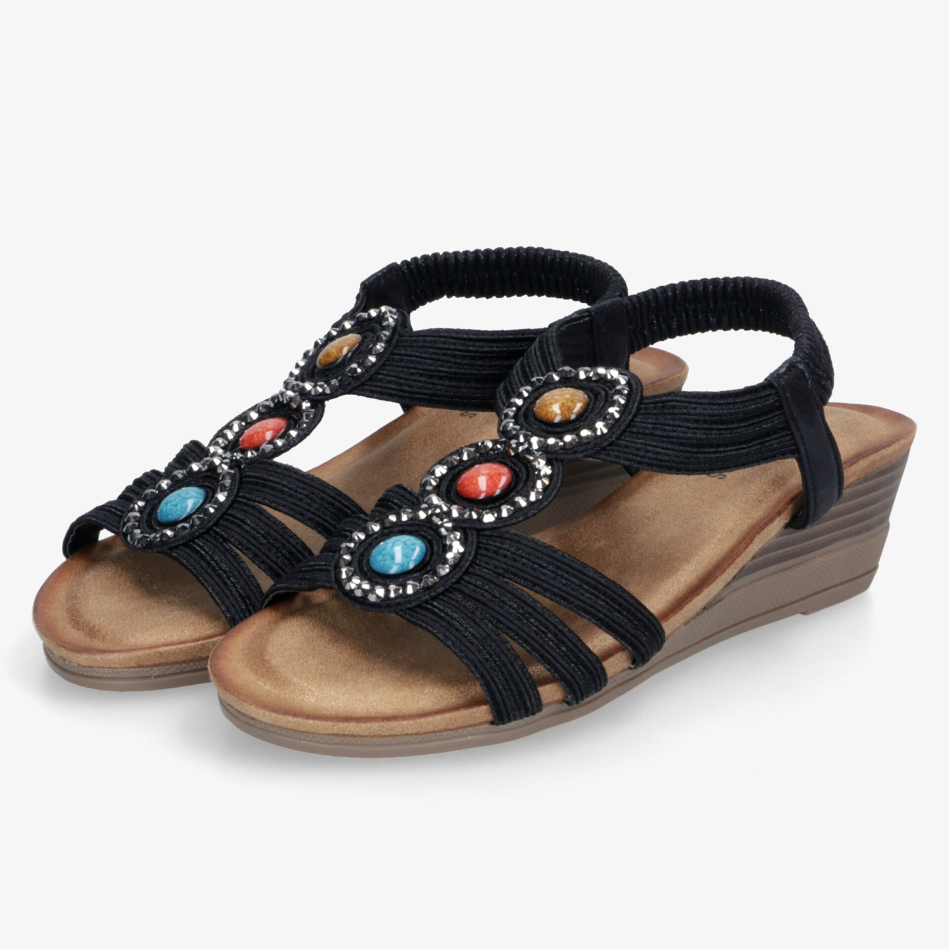 street shoes Damen Keilsandalen schwarz