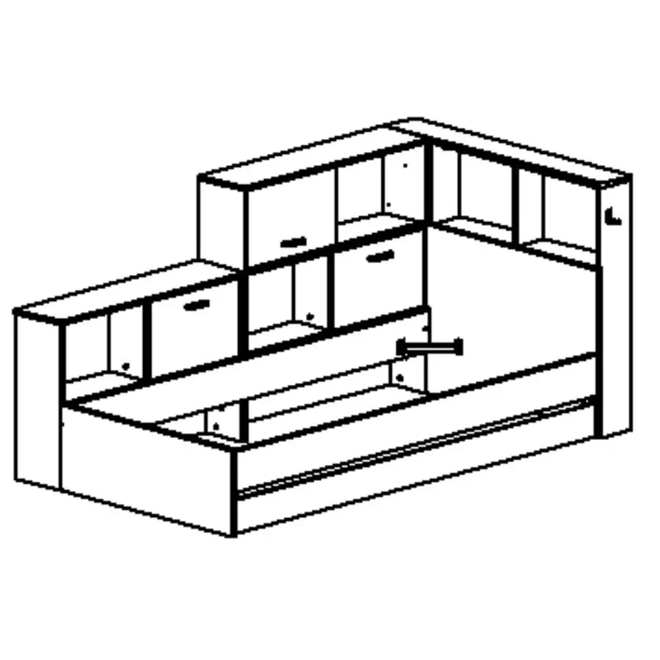 Diagone Bed Erwan - Opbergruimte - 90x200cm - Zwart/Kastanjekleur