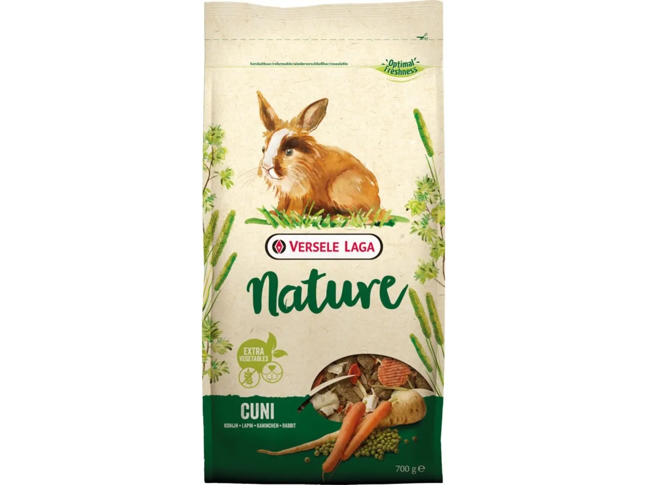 Versele-Laga Cuni Nature, Snack, 700 g, Kanin, Vitamin A, vitamin C, vitamin D3, vitamin E, Kobber, Kobbersulfat, Jod, Jern, Mangan, Selenium, Zink, 14%