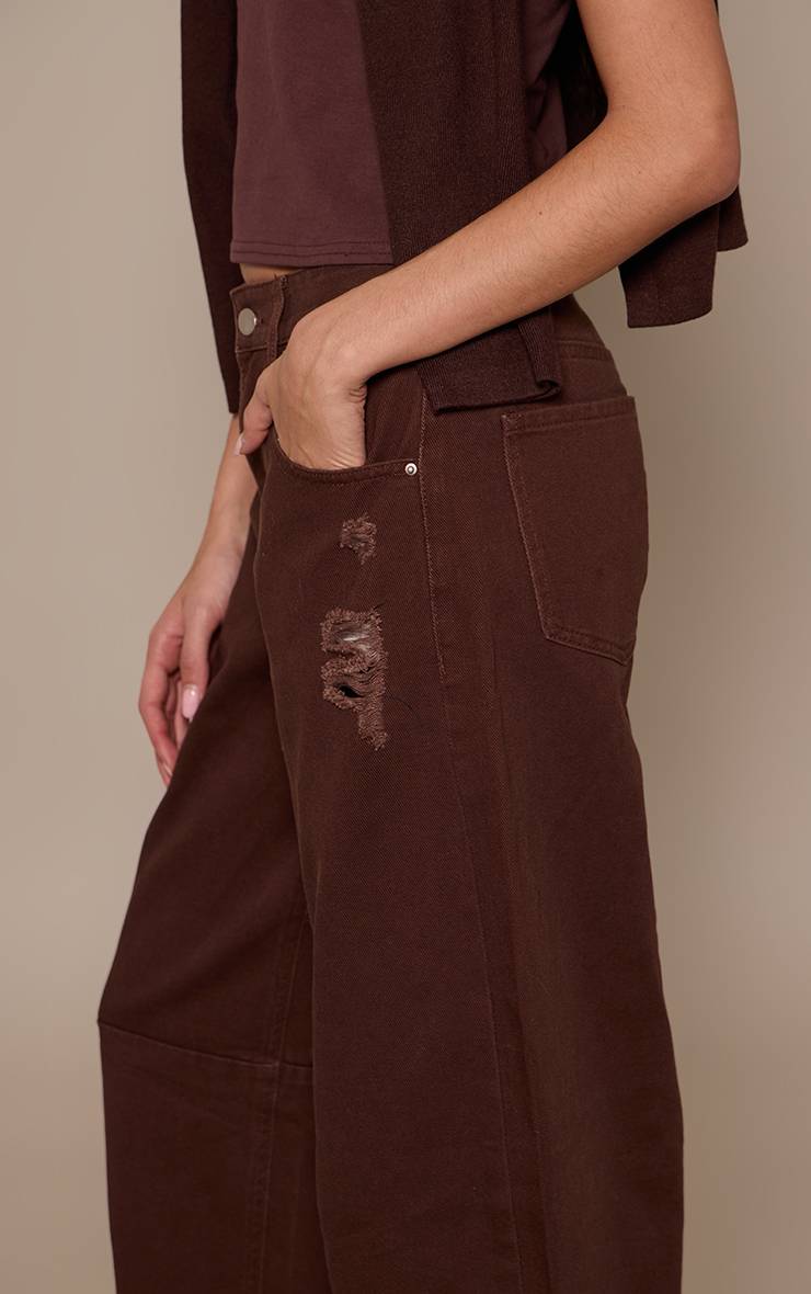 Chocolat Jean Barrel Bleu Moyen Effet Usé