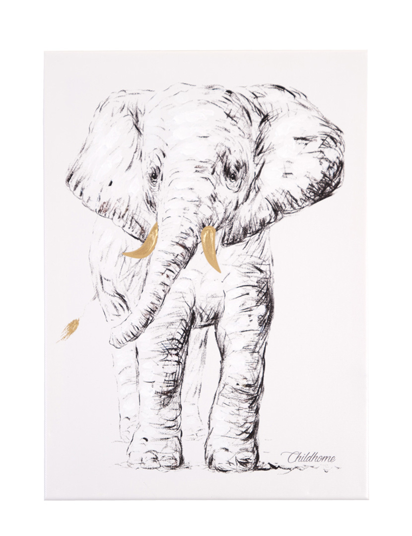 Painted Oil Painting Elephant + Gold