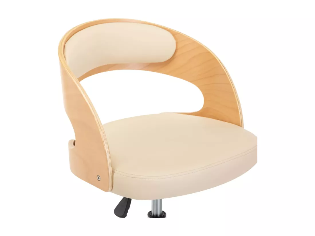 Chaise pivotante de bureau Crème Bois courbé et similicuir
