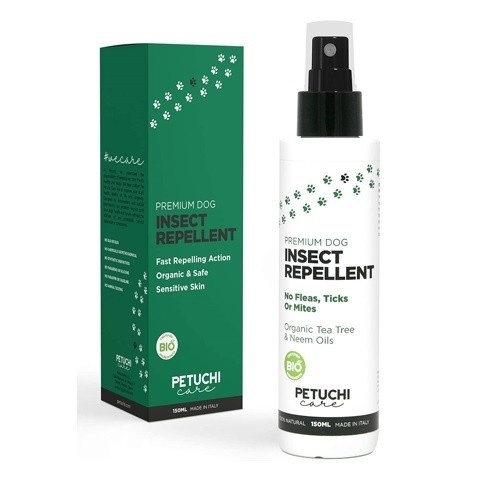 Repelente de insetos natural PETUCHI em spray para filhotes e cães.