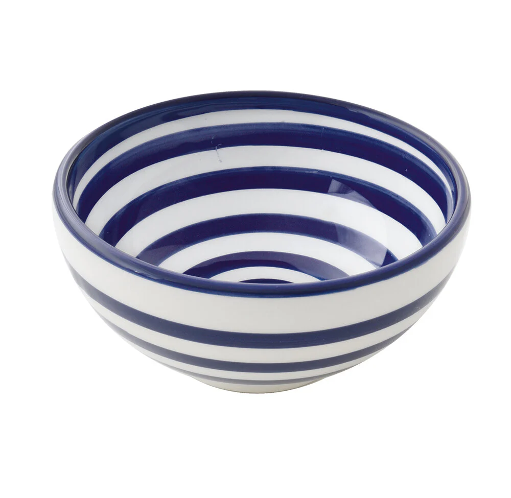 Easy Life  Håndmalet keramikskål, Blue Spirale - Ø12 cm