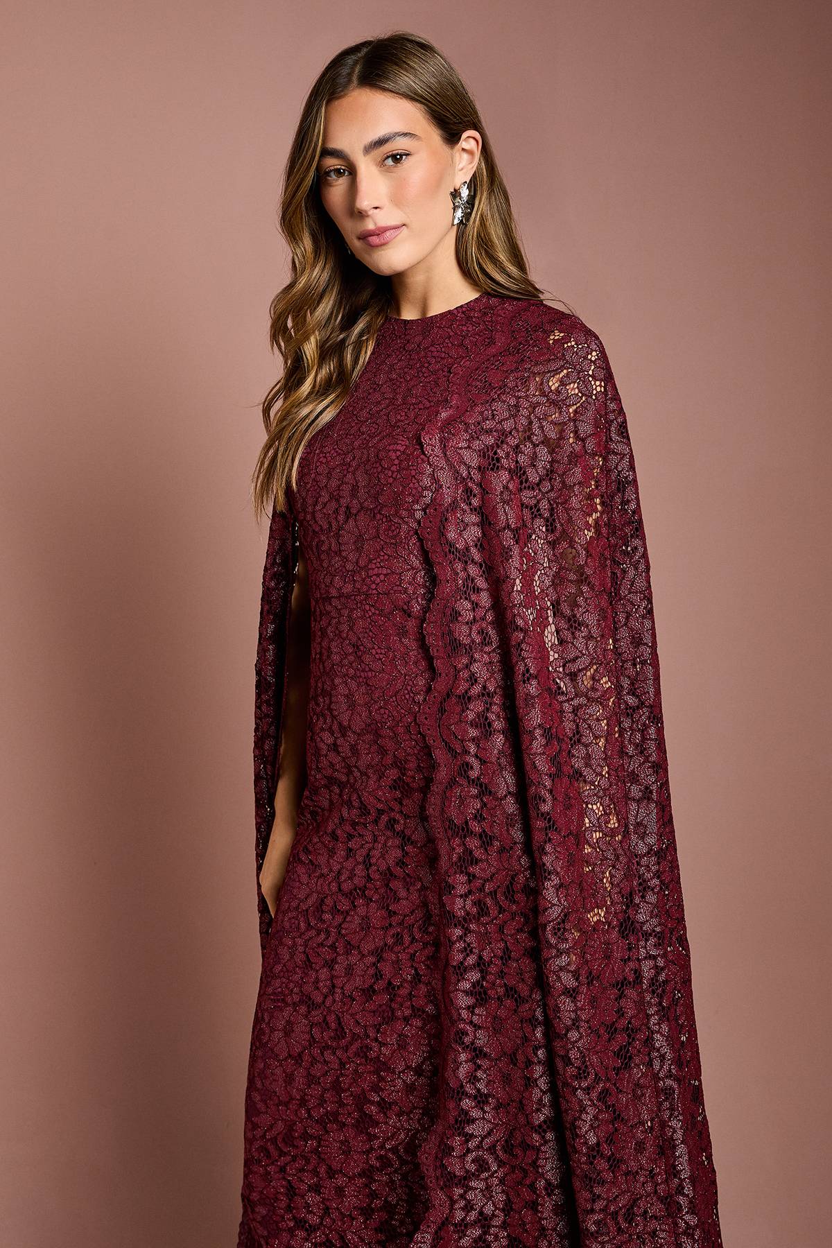 Coast Robe Longue à Cape en Dentelle