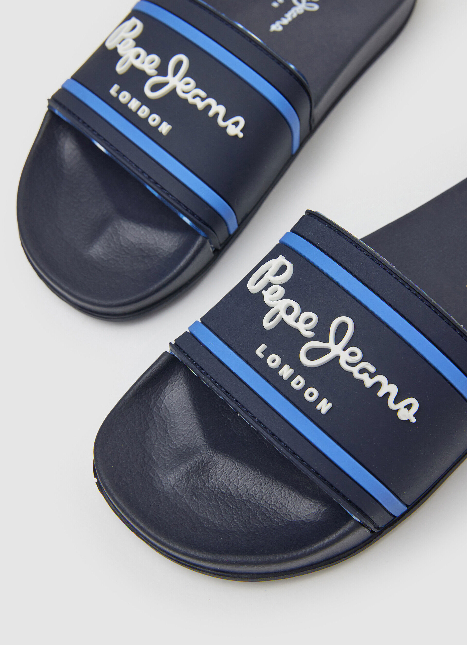 Chinelo de praia com logo SLIDER - azul marinho
